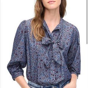 J. Crew tie-neck blouse in Liberty of London Colombo Chambray, size 6
